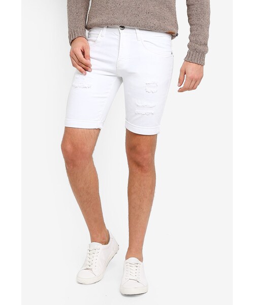 Indicode Jeans(インディコーデジーンズ)の「Kaden Rip & Repair Fitted Denim Shorts(その他・メンズ・Offwhite・S/M/L/XL)」の1枚目の写真