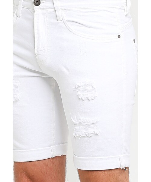 Indicode Jeans(インディコーデジーンズ)の「Kaden Rip & Repair Fitted Denim Shorts(その他・メンズ・Offwhite・S/M/L/XL)」の3枚目の写真