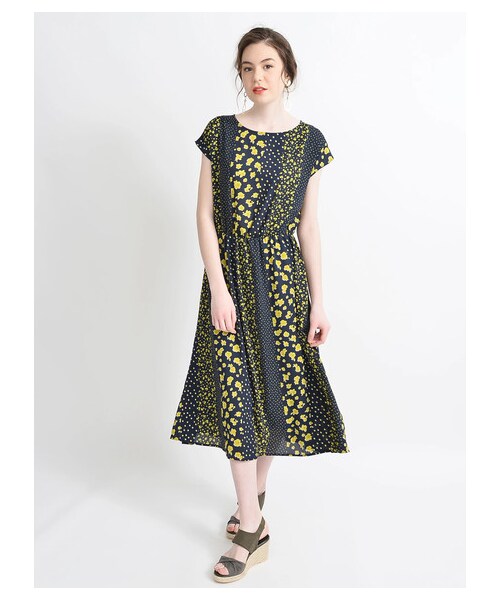 Yecca Vecca イェッカ ヴェッカ イェッカヴェッカ の ドット 花柄フレアワンピース ワンピース Wear