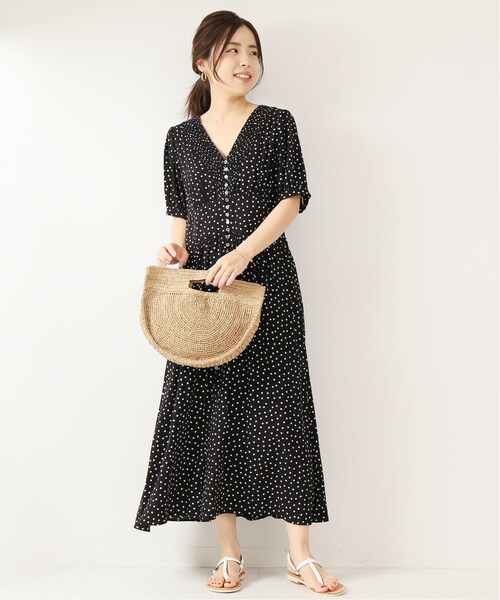 『新品』Spic＆SpanJUSTシャーリングドレス Spick & Span（スピックアンドスパン）の「ドットVシャーリング