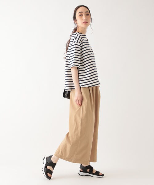 studio CLIP(スタディオクリップ)の「コットンクロスワイドストレートパンツ(パンツ・ブラック×ホワイト(チェック)/ホワイト×ブラック(ストライプ)/ベージュ/カーキ)」の9枚目の写真