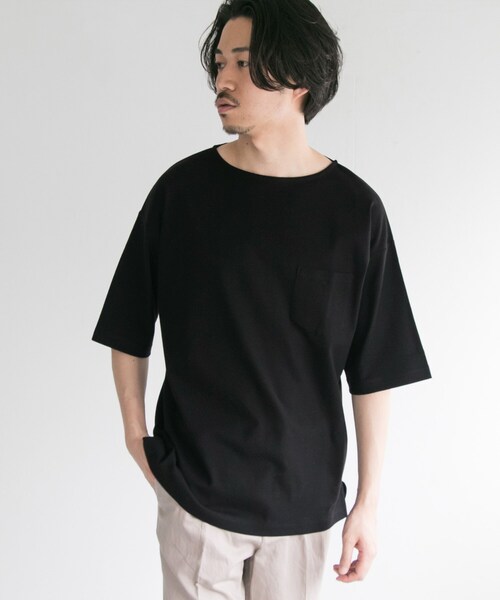 URBAN RESEARCH（アーバンリサーチ）の「サーフニットボートネックTシャツ（トップス・メンズ・RED/BRWN/YEL/GLD/GREGE/BLACK・M/L）」の2枚目の写真