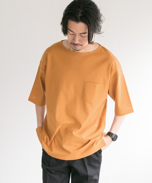 URBAN RESEARCH（アーバンリサーチ）の「サーフニットボートネックTシャツ（トップス・メンズ・RED/BRWN/YEL/GLD/GREGE/BLACK・M/L）」の3枚目の写真