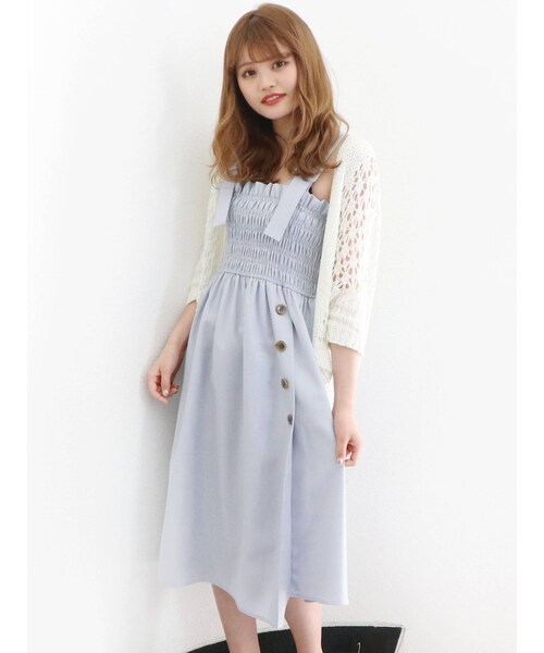 dazzlin（ダズリン）の「サス付ベアワンピース?（ワンピース・ミックス/ベージュ/ブラウン/ブルー/オフホワイト・F）」の9枚目の写真