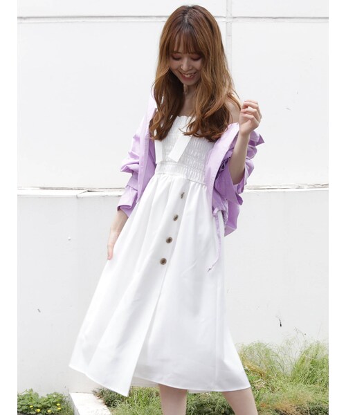 dazzlin（ダズリン）の「サス付ベアワンピース?（ワンピース・ミックス/ベージュ/ブラウン/ブルー/オフホワイト・F）」の2枚目の写真