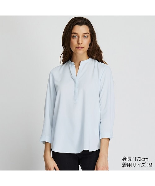 なやよわ UNIQLO（ユニクロ）の「レーヨンスタンドカラーブラウス（7分袖