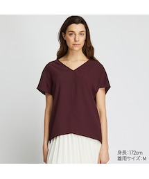 UNIQLO | ドレープVネックブラウス（半袖）(シャツ/ブラウス)