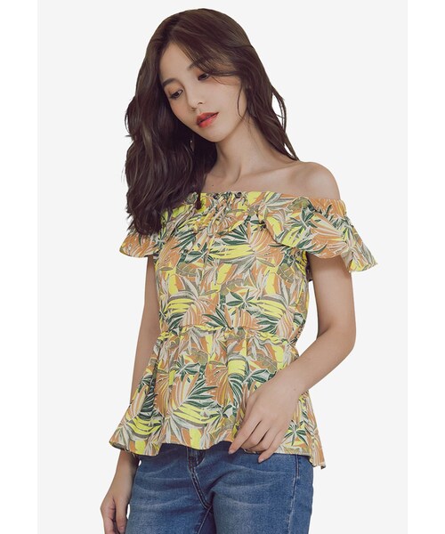 Kodz（）の「Floral Ruffle OffShoulder Top（）」 WEAR