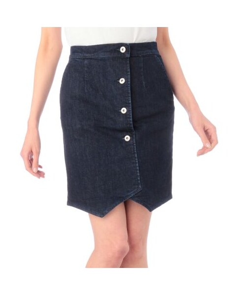 OZOC（オゾック）の「角カットデニムタイトスカート（デニムスカート・レディース・ブルー系/ネイビー系・M）」の2枚目の写真