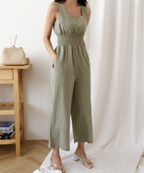 DHOLIC（ディーホリック）の「ウエストシャーリングオールインワン（つなぎ/オールインワン・レディース・イエロー/グリーン/ブラック/レッド・FREE）」の3枚目の写真