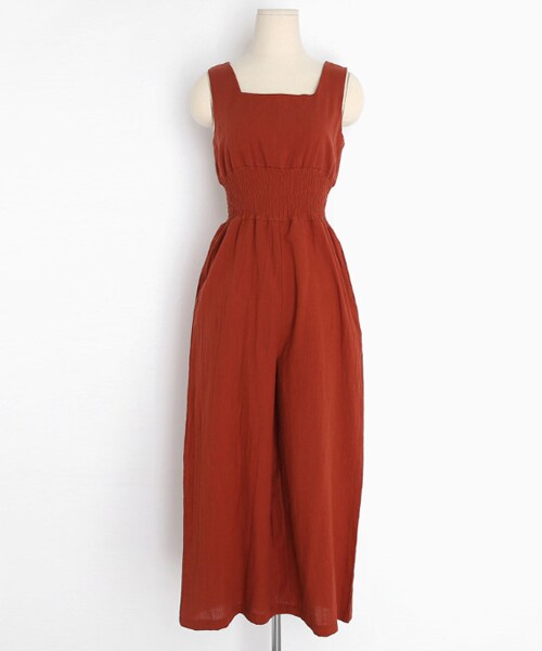 DHOLIC（ディーホリック）の「ウエストシャーリングオールインワン（つなぎ/オールインワン・レディース・イエロー/グリーン/ブラック/レッド・FREE）」の4枚目の写真