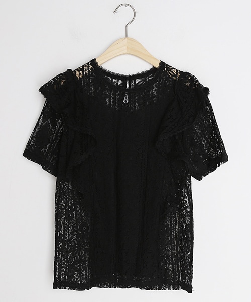 DHOLIC（ディーホリック）の「フリルパターンレースブラウス（シャツ/ブラウス・レディース・ホワイト/ブラック/ベージュ/ピンク・FREE）」の2枚目の写真