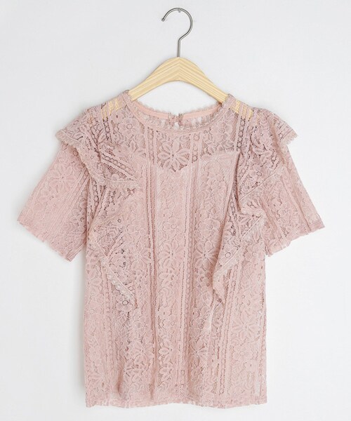 DHOLIC（ディーホリック）の「フリルパターンレースブラウス（シャツ/ブラウス・レディース・ホワイト/ブラック/ベージュ/ピンク・FREE）」の4枚目の写真