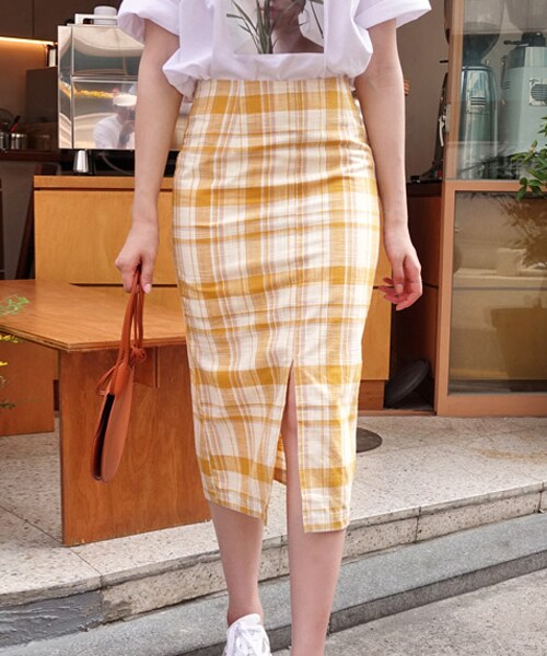 DHOLIC（ディーホリック）の「2TYPEスリットリネンスカート（スカート・レディース・イエロー/その他/グリーン/ブルー/ホワイト/オレンジ・S/M）」の6枚目の写真