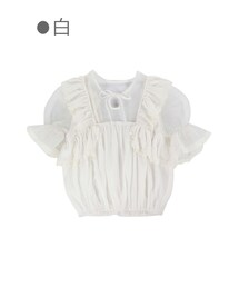 Bobon21 | 部分透けコットントップス-全２色-(シャツ/ブラウス)
