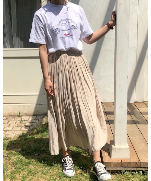 chocomee（チョコミー）の「ケシプリーツスカート（スカート・レディース・ホワイト/ベージュ/ブラック・FREE）」の3枚目の写真