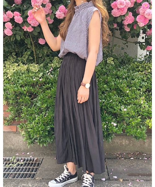 chocomee（チョコミー）の「ケシプリーツスカート（スカート・レディース・ホワイト/ベージュ/ブラック・FREE）」の2枚目の写真