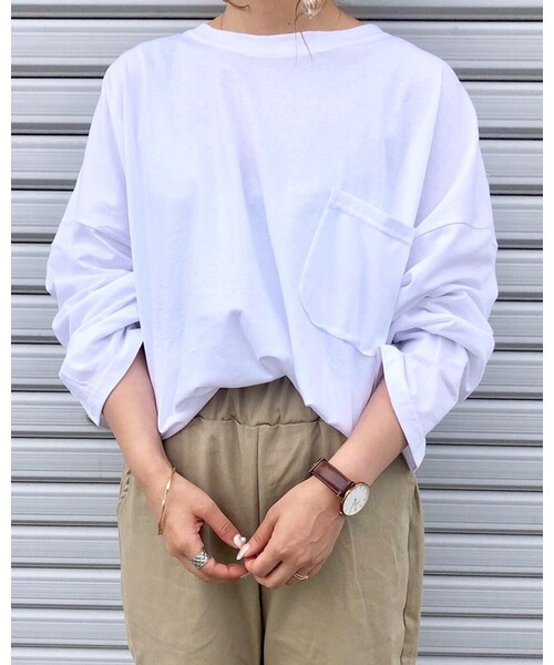 chocomee(チョコミー)の「ベーシックポケTee(Tシャツ/カットソー・レディース・ホワイト/グリーン/ブラック・FREE)」の1枚目の写真