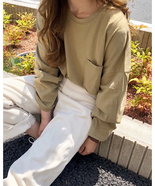 chocomee(チョコミー)の「ベーシックポケTee(Tシャツ/カットソー・レディース・ホワイト/グリーン/ブラック・FREE)」の3枚目の写真