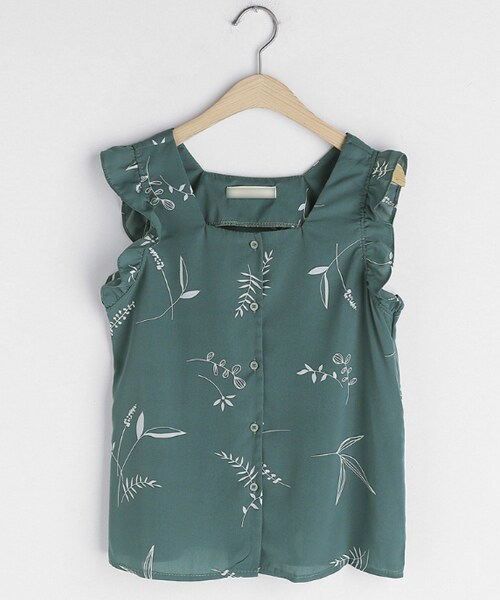 DHOLIC（ディーホリック）の「スクエアネックパターンフリルスリーブレス（その他トップス・レディース・ベージュ/グリーン/ブラック・FREE）」の3枚目の写真