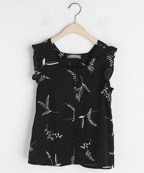 DHOLIC（ディーホリック）の「スクエアネックパターンフリルスリーブレス（その他トップス・レディース・ベージュ/グリーン/ブラック・FREE）」の2枚目の写真