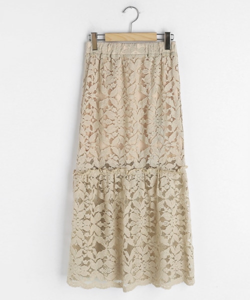 DHOLIC（ディーホリック）の「フラワーレースフレアヘムスカート（スカート・レディース・ホワイト/ベージュ・FREE）」の2枚目の写真