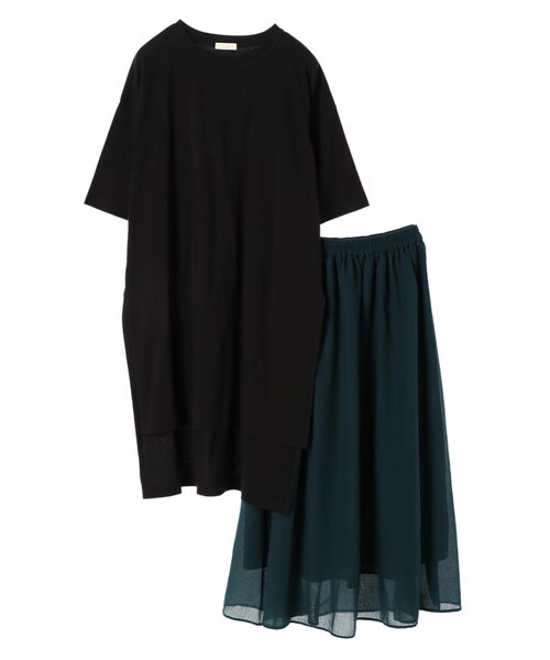 earth music&ecology(アースミュージックアンドエコロジー)の「SET2点 カットチュニック+ギャザースカート(ワンピース/ドレス・オフホワイト/ブラック/ベージュ・F)」の11枚目の写真