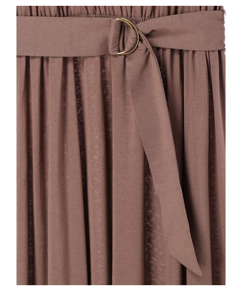 earth music&ecology（アースミュージックアンドエコロジー）の「ベルト付きVネックカットワンピース（ワンピース/ドレス・ブラック/ダークベージュ/カーキ・F）」の6枚目の写真