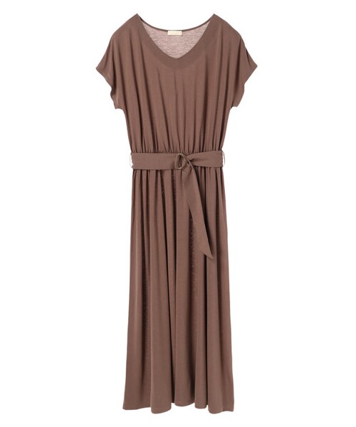 earth music&ecology（アースミュージックアンドエコロジー）の「ベルト付きVネックカットワンピース（ワンピース/ドレス・ブラック/ダークベージュ/カーキ・F）」の8枚目の写真