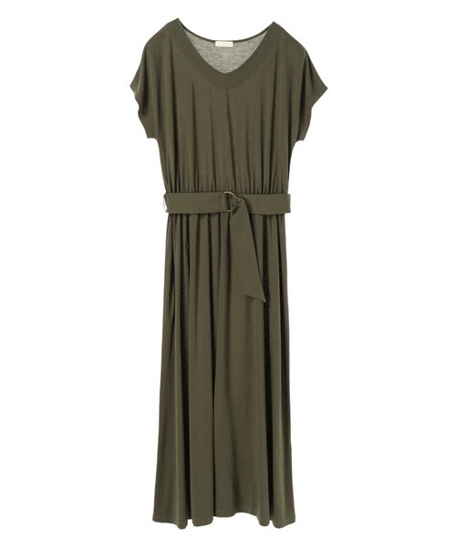 earth music&ecology（アースミュージックアンドエコロジー）の「ベルト付きVネックカットワンピース（ワンピース/ドレス・ブラック/ダークベージュ/カーキ・F）」の9枚目の写真