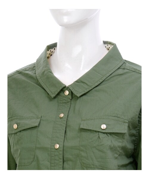 MAJESTIC LEGON（マジェスティックレゴン）の「○ミリタリーシャツ（トップス・レディース・ブルー/カーキグリーン/アイボリー・Free）」の3枚目の写真