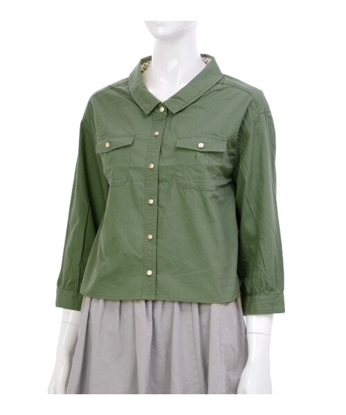 MAJESTIC LEGON（マジェスティックレゴン）の「○ミリタリーシャツ（トップス・レディース・ブルー/カーキグリーン/アイボリー・Free）」の2枚目の写真