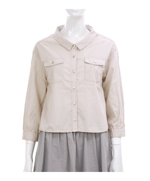 MAJESTIC LEGON（マジェスティックレゴン）の「○ミリタリーシャツ（トップス・レディース・ブルー/カーキグリーン/アイボリー・Free）」の12枚目の写真