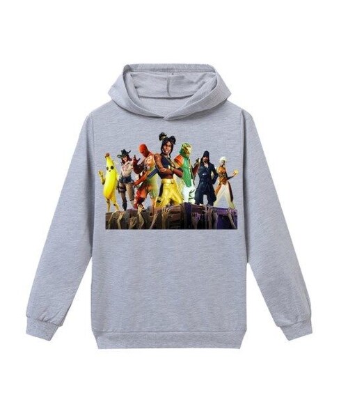 No Brand ノーブランド の フォートナイト Fortnite 子供服 人気スキン集合 パーカー ユニセックス カジュアル トップス バトルロイヤル グレイ パーカー Wear
