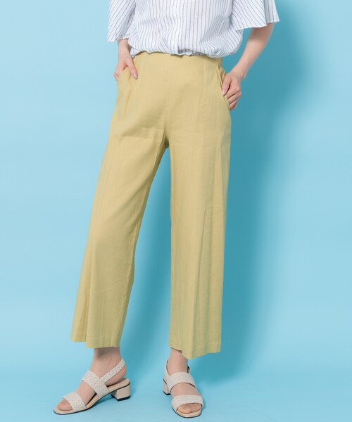 shop DADA(ショップダダ)の「★フレンチリネン★ワイドパンツ(9S12-FL229)(その他パンツ・レディース・ブルー/グリーン/イエロー・FREE)」の3枚目の写真