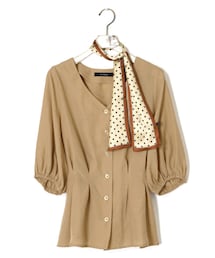 w closet | スカーフ付きウエストタック前開きブラウス(トップス)