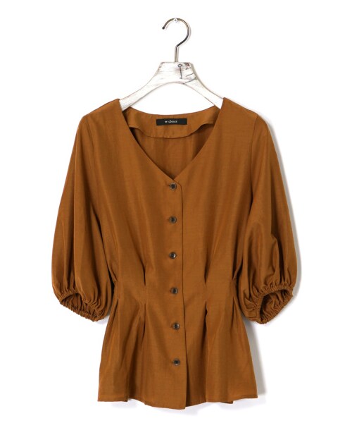 w closet(ダブルクローゼット)の「スカーフ付きウエストタック前開きブラウス(トップス・レディース・モカベージュ/レンガ/キャメル・FREE/M/L)」の7枚目の写真