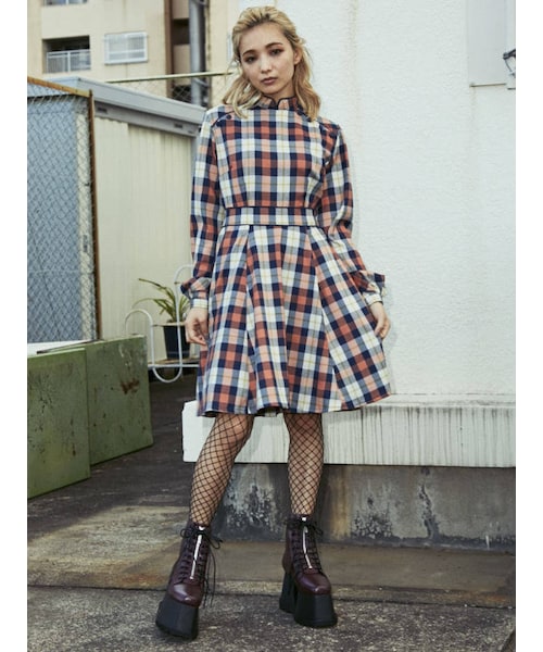 PAMEO POSE Big Collar Plaid Dress ワンピース PAMEO POSE｜Plaid Repeat Dress | Rakuten Fashion(楽天
