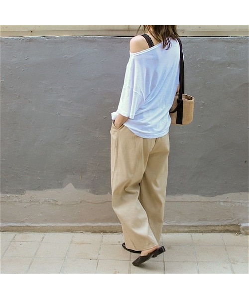 no brand（ノーブランド）の「ハイウエストリネン混ワイドPT（その他パンツ・レディース・その他）」の2枚目の写真