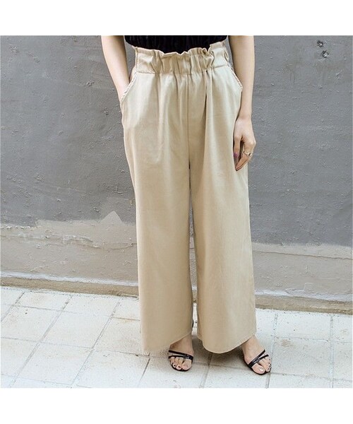 no brand（ノーブランド）の「ハイウエストリネン混ワイドPT（その他パンツ・レディース・その他）」の5枚目の写真