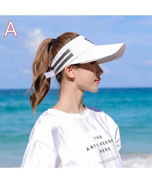 サンバイザー ホワイト UV対策 紫外線対策 熱中症対策 ゴルフ キャップ 帽子 - 1