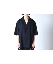 tac:tac | tac:tac WOOL LINEN MOTH SS SHIRT navy(シャツ/ブラウス)
