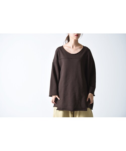 my beautiful landlet(マイビューティフルランドレット)の「My Beautiful Landlet スクエア切替カットオフスウェット brown(スウェット・レディース・ブラウン・0)」の1枚目の写真
