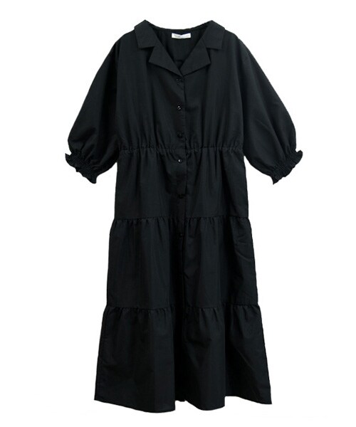 sango（sango）の「開襟ティアードワンピース（ワンピース・レディース・カーキ/ブラック/ベージュ・FREE）」の2枚目の写真