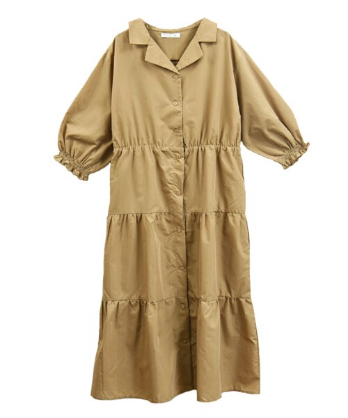 sango（sango）の「開襟ティアードワンピース（ワンピース・レディース・カーキ/ブラック/ベージュ・FREE）」の3枚目の写真