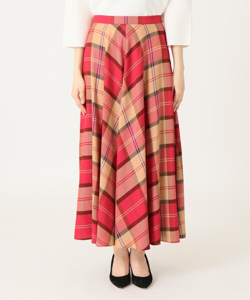 Noble（ノーブル）の「マドラスチェックフレアロングスカート  