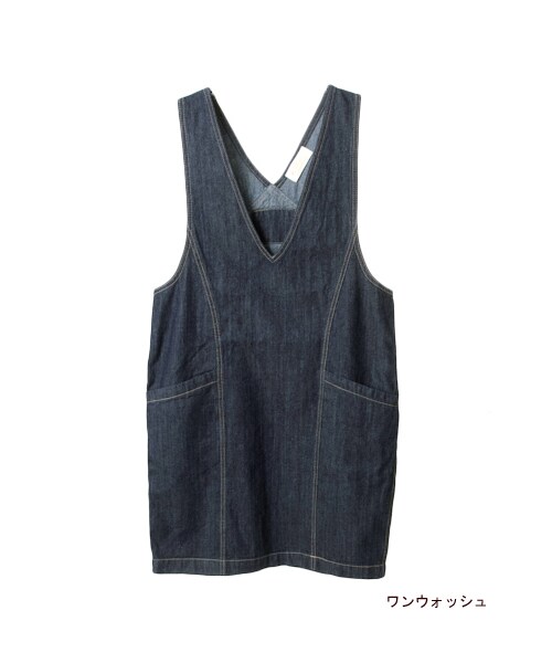 w closet（ダブルクローゼット）の「7.5ozスラブデニムジャンパースカート（ワンピース/ドレス・レディース・ブルー/ワンウォッシュ/ホワイト/ヒッコリー・FREE）」の3枚目の写真