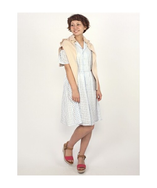 w closet（ダブルクローゼット）の「ギンガムチェック柄袖フリル肩あき