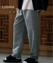 LIDNM | CHECK WIDE TROUSERS【GRAY】(スラックス)