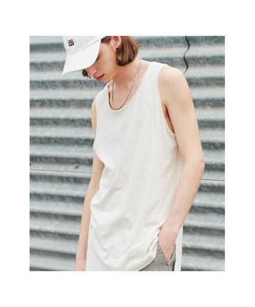 LIDNM（リドム）の「LAYERED TANK TOP【BEIGE】（タンクトップ・メンズ・ベージュ・M/L）」の2枚目の写真